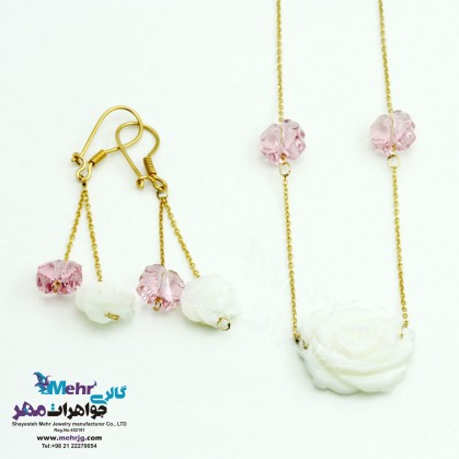 Half set of gold - Necklace and Earring - Flower Design-SS0209